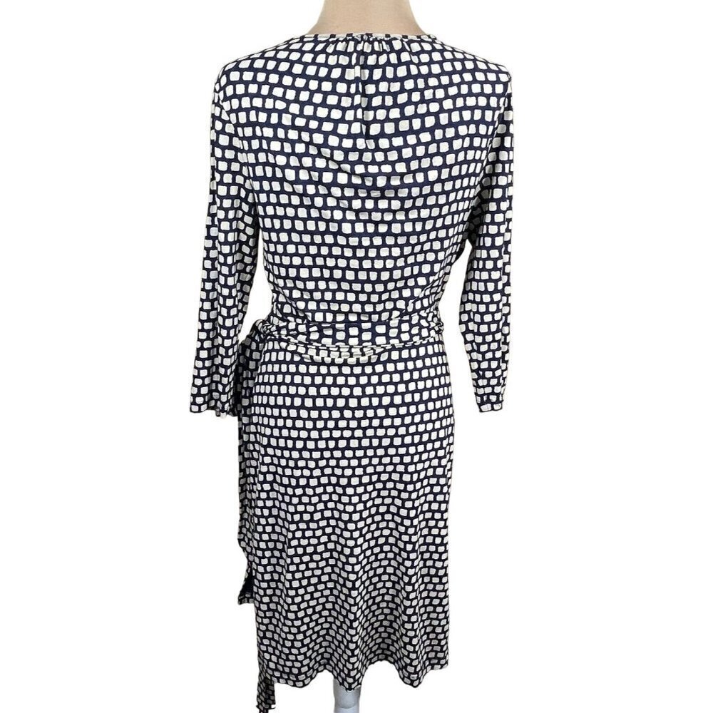 Banana Republic True Wrap Dress 3/4 Sleeve V-Neck Stretch Blue Cream Size S Smal - Picture 3 of 6